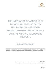 Guidance Document on the application of GPSR Article 19 to cosmetic products