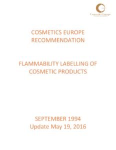 N° 1: Flammability Labelling of Cosmetic Products - update 2016